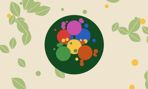Colourful paint splashes icon on a cream background