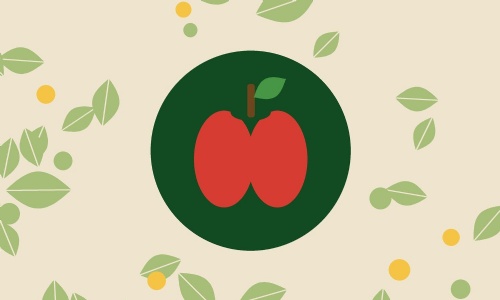 Red apple icon on a cream background