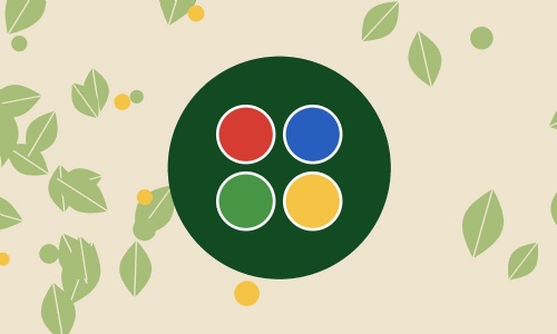 Four house colour circles in red, blue, green and yellow