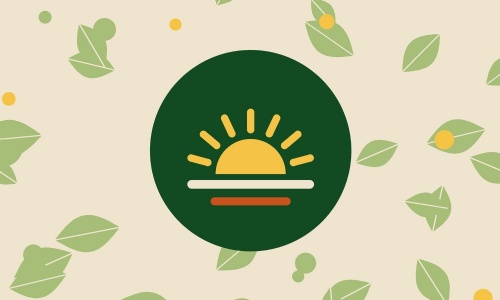 Rising sun icon on a cream background