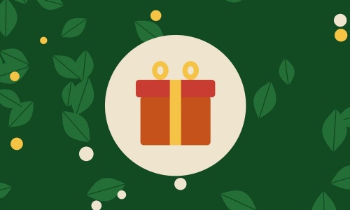 Gift box icon on a green background